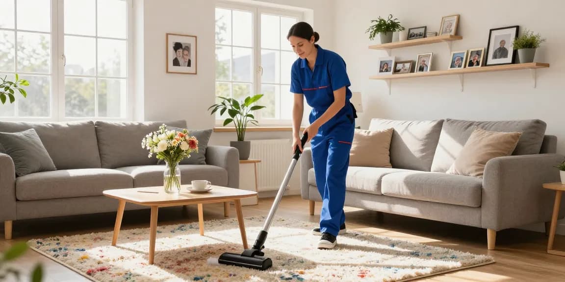 Expert wohnungsreinigung solothurn in a tidy living room showcasing a joyful cleaning process.