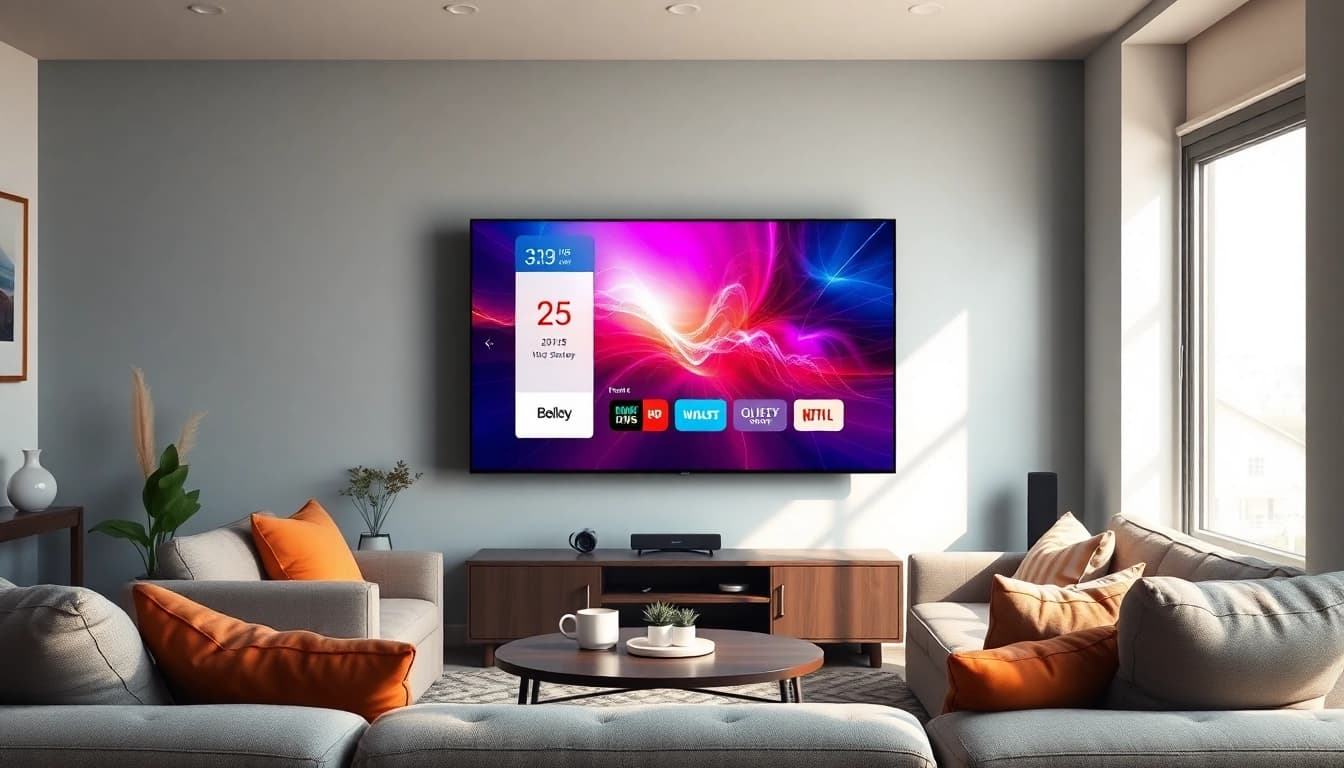 Erleben Sie iptv Deutschland in einer modernen Wohnzimmerumgebung mit hellem und einladendem Ambiente.