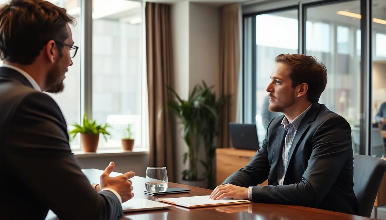 Professioneller Headhunter bietet Karrieremöglichkeiten in einem modernen Büro an.