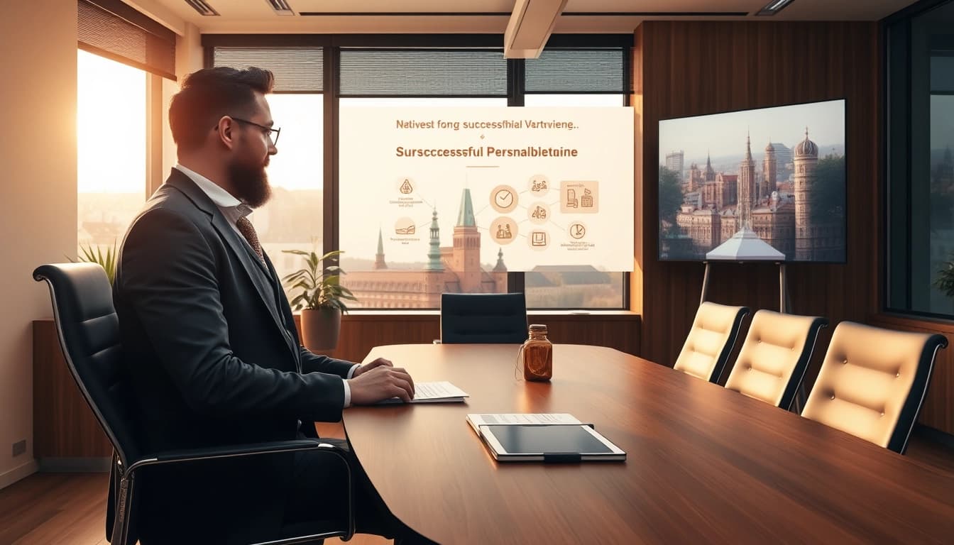 Headhunter Nürnberg berät Kunden an einem modernen Konferenztisch.