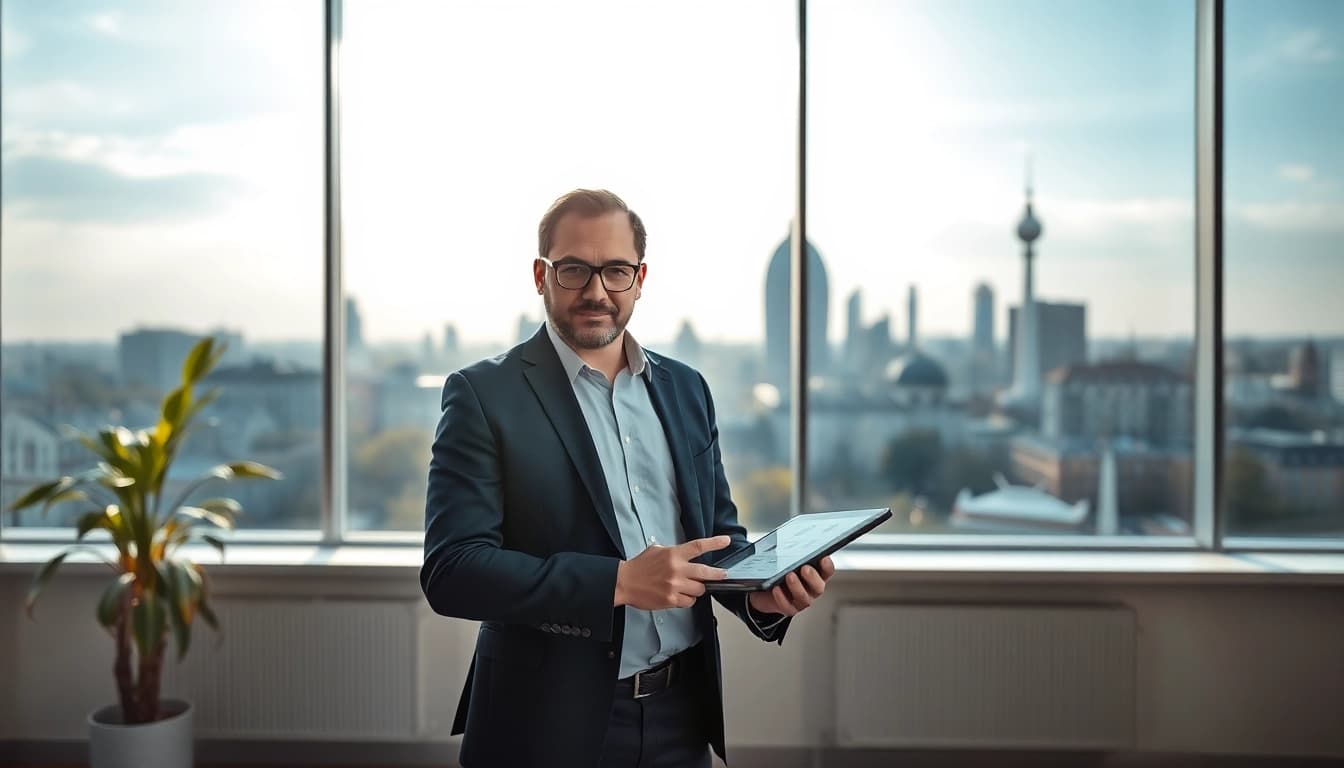 Visualisierung eines Headhunter Berlin in einem modernen Büro, das Professionalität und Karrieremöglichkeiten darstellt.