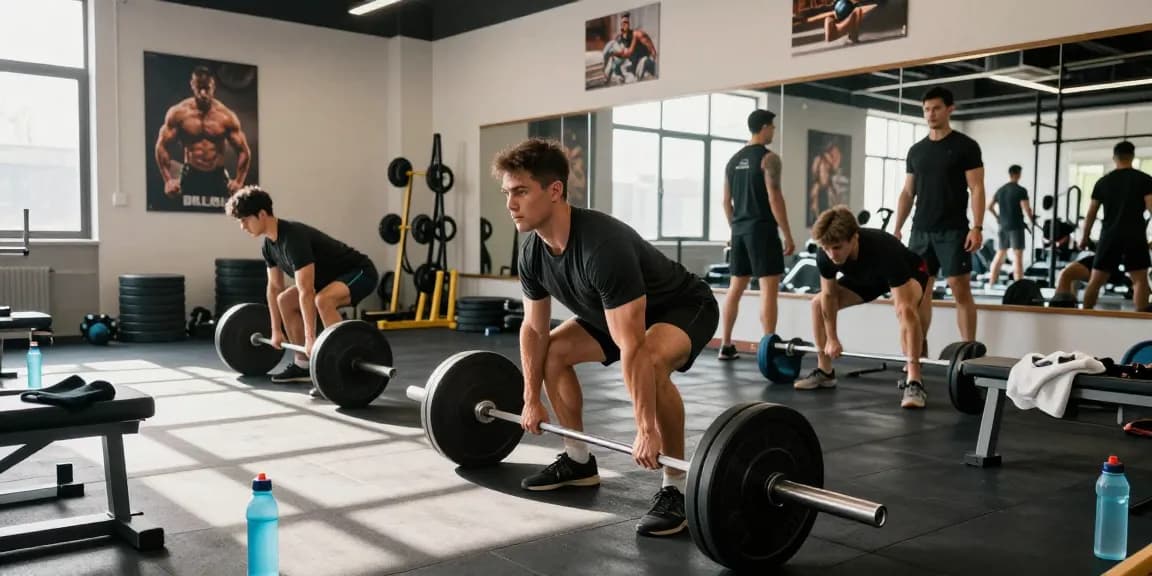Anabolika Shop Deutschland zeigt Bodybuilder, die in einem lebhaften Fitnessstudio trainieren, und verkörpert starke Fitness-Engagement und hochwertige Trainingsatmosphäre.