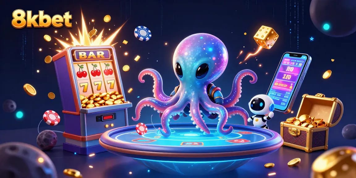 Experience thrilling games at 8kbet with an exciting alien-themed casino scene.