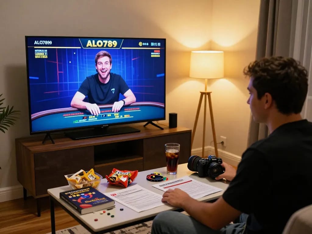 Player engaging with ALo789 feedback in an immersive live dealer game setup at home