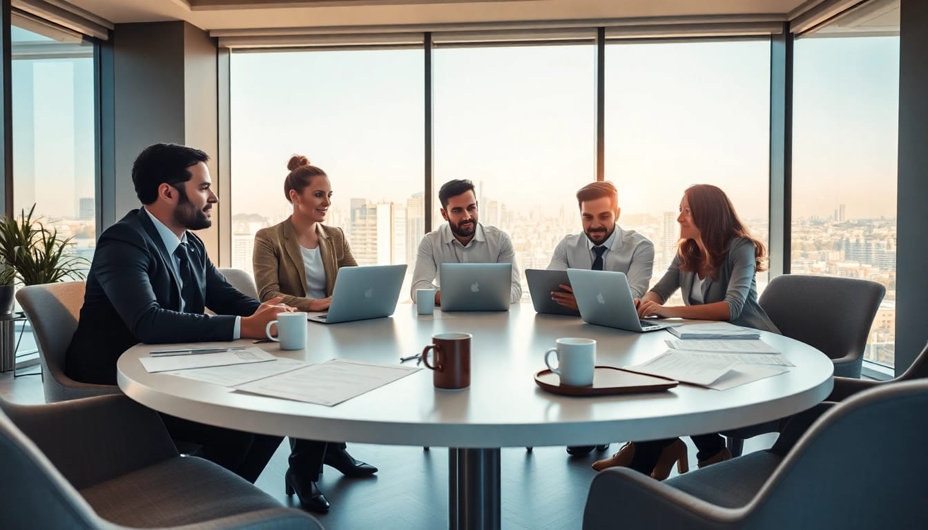 GmbH gründen in der Schweiz mit professionellen Beratern bei einem Meeting.