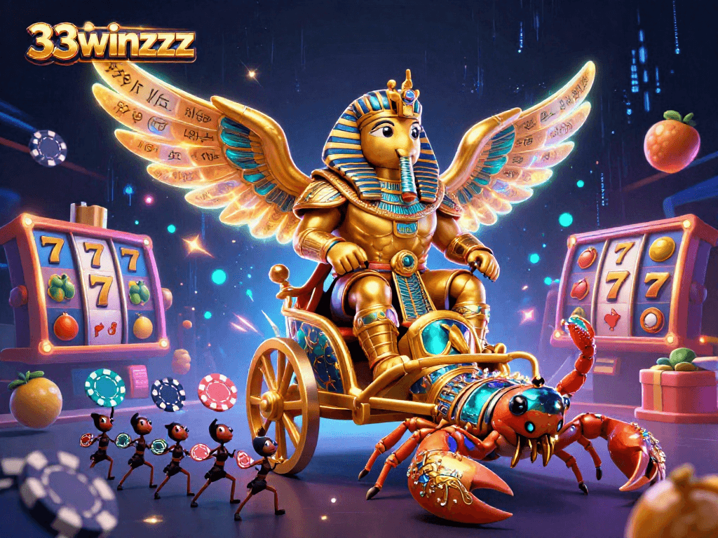 Experience thrilling gameplay with 33winzzzz in this vibrant casino scene featuring mystical characters and exciting slot elements.