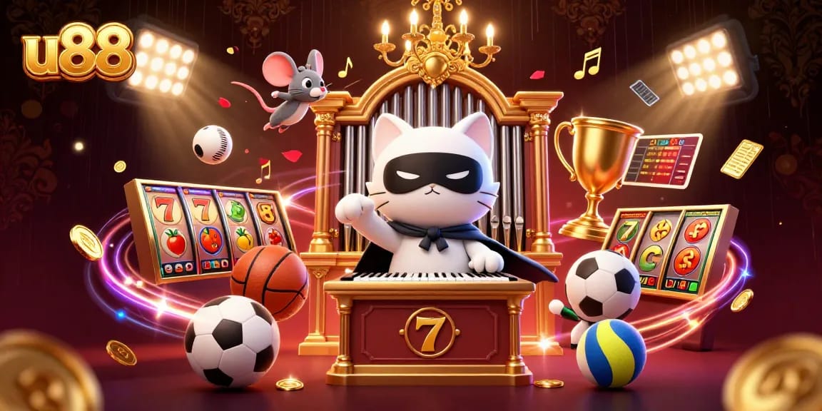 Experience vibrant u88 casino action with a 3D cartoon phantom playing at the pipe organ.