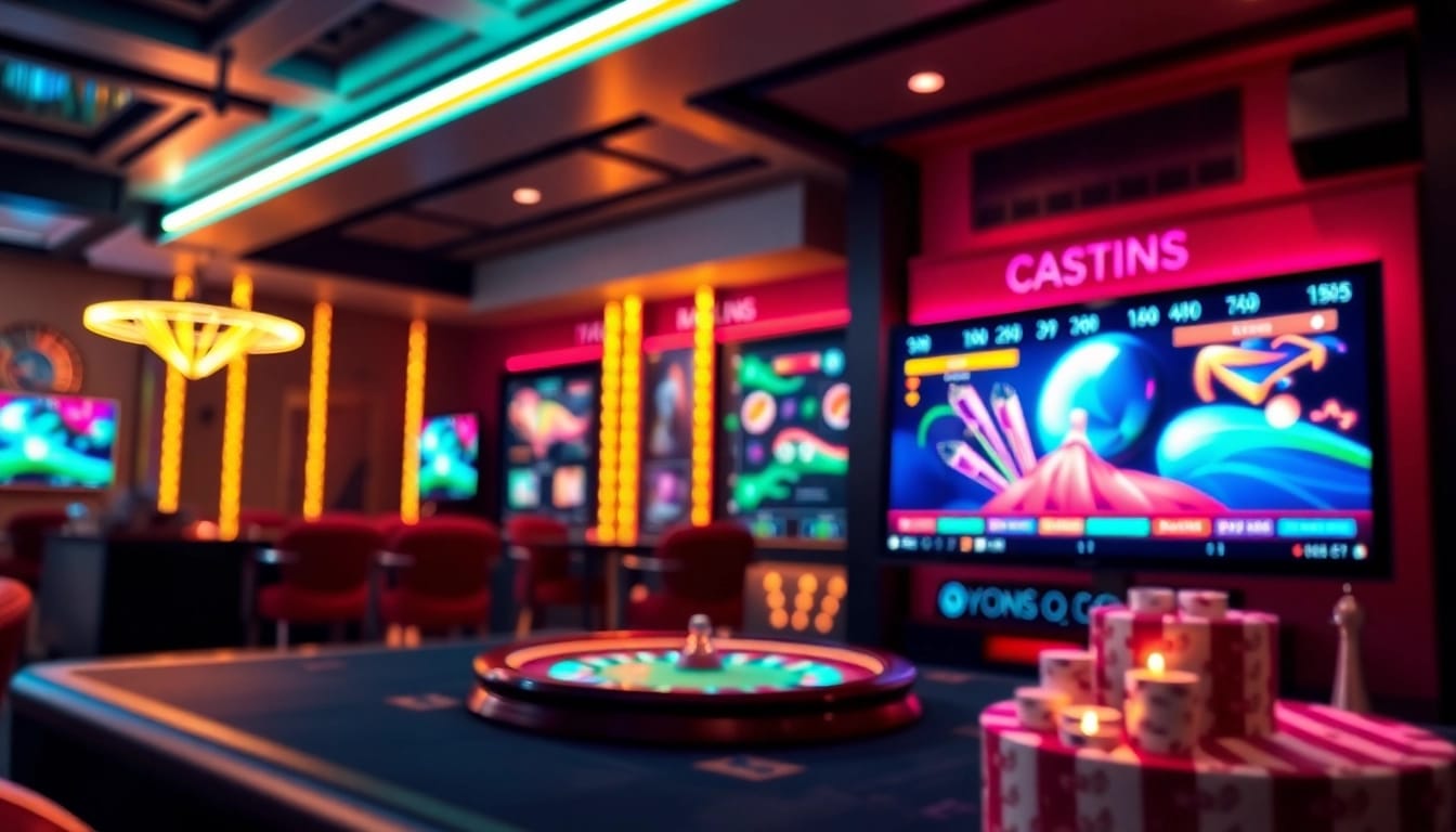 Erleben Sie das Beste im Online Casino Österreich mit einer dynamischen Benutzeroberfläche und bunten Lichtern.