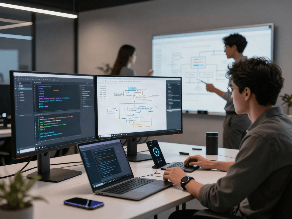 Aktuelle Monitor-Angebote für Softwareentwicklung und Cloud-Technologien in modernem Design.