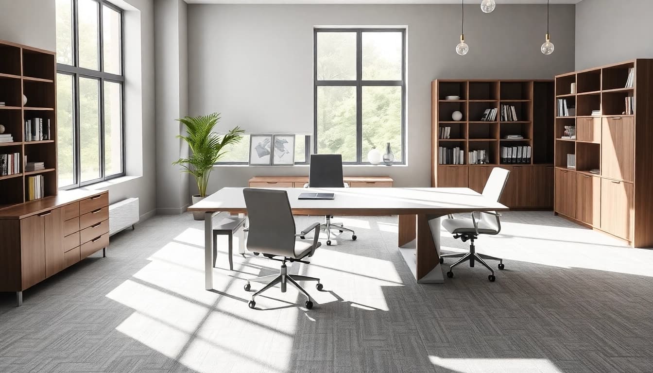 Büromöbel in modernem, stilvollem Büro-Design schaffen einladende Arbeitsumgebungen.