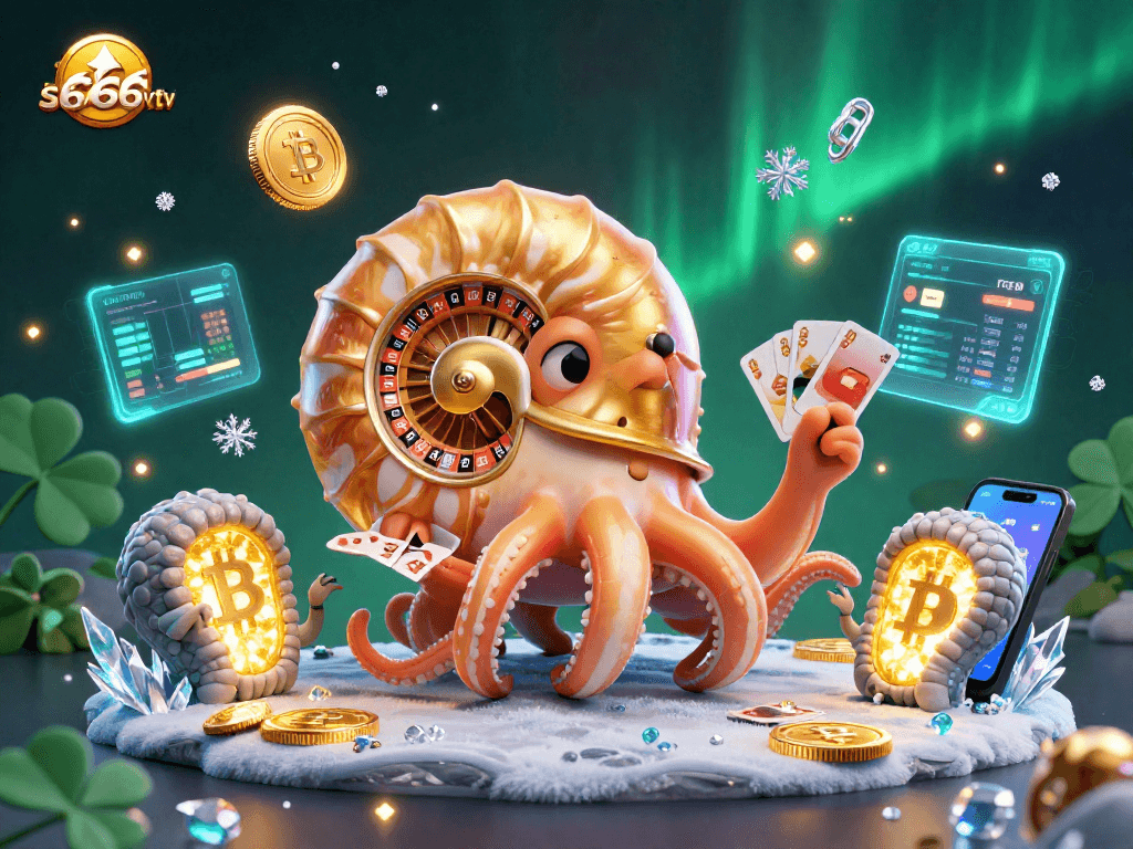 Experience thrilling gameplay at s666vtv with a vibrant 3D casino scene showcasing cryptocurrency power.