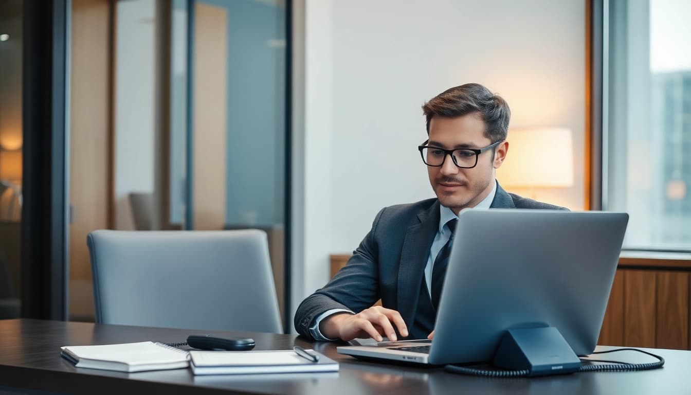 Professioneller Headhunter im Vertrieb, der Kandidaten sucht und engagiert ist.