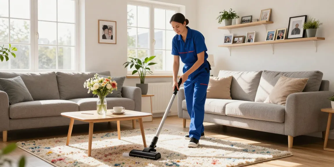 Expert wohnungsreinigung solothurn in a tidy living room showcasing a joyful cleaning process.