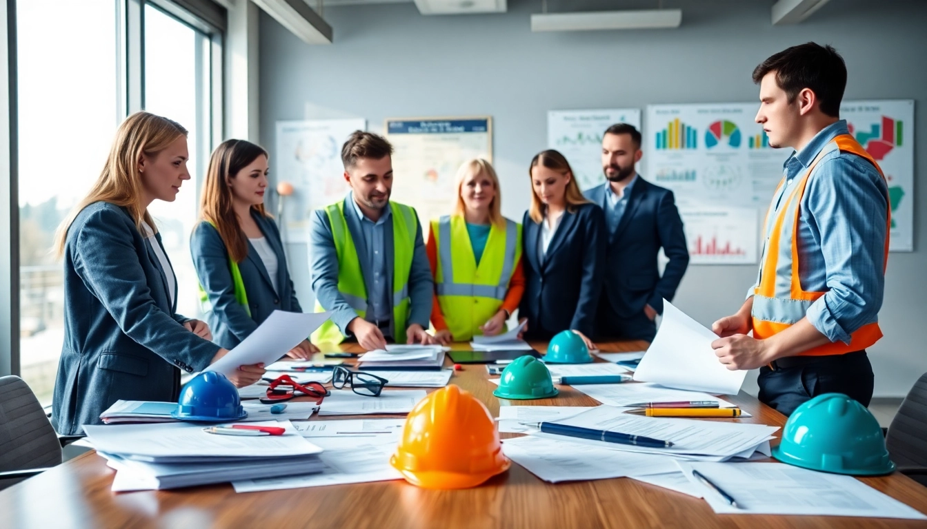 Health and Safety Consultants Germany collaborating in a modern office environment for workplace safety.