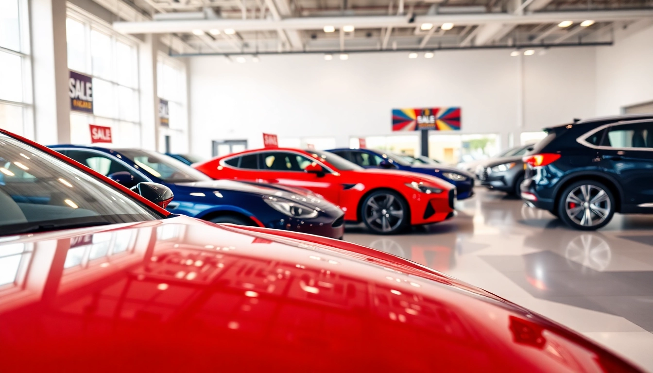 Auto kaufen in einem modernen Autohaus mit verschiedenen Fahrzeugen im Fokus.