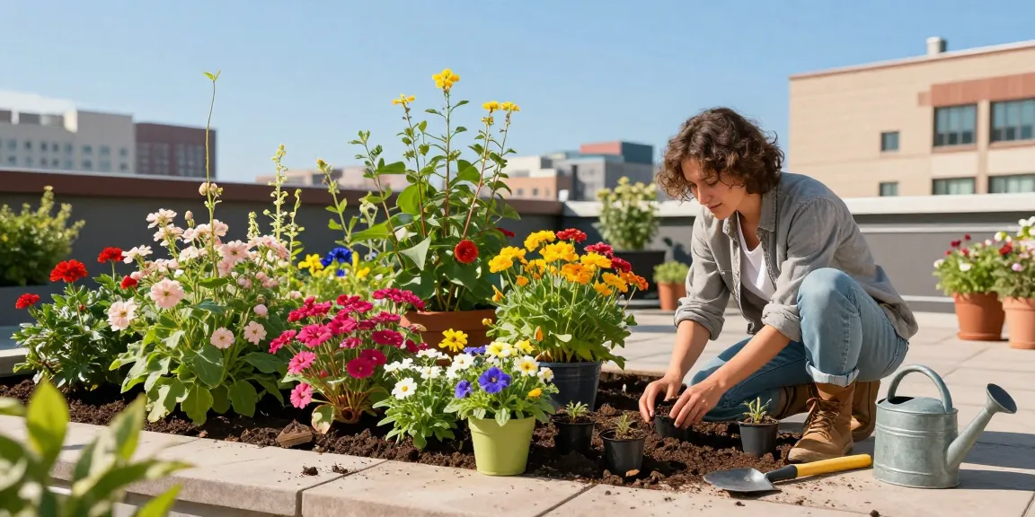 Mauerpfeffer-Pflanzen gedeihen in einem lebhaften Dachgarten, der Nachhaltigkeit und urbanes Gärtnern zeigt.