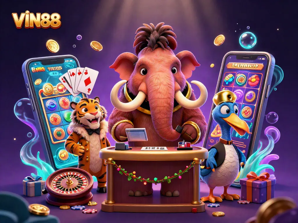 Experience excitement with VIN88 featuring a casino bouncer, VIP guest, and doorman.