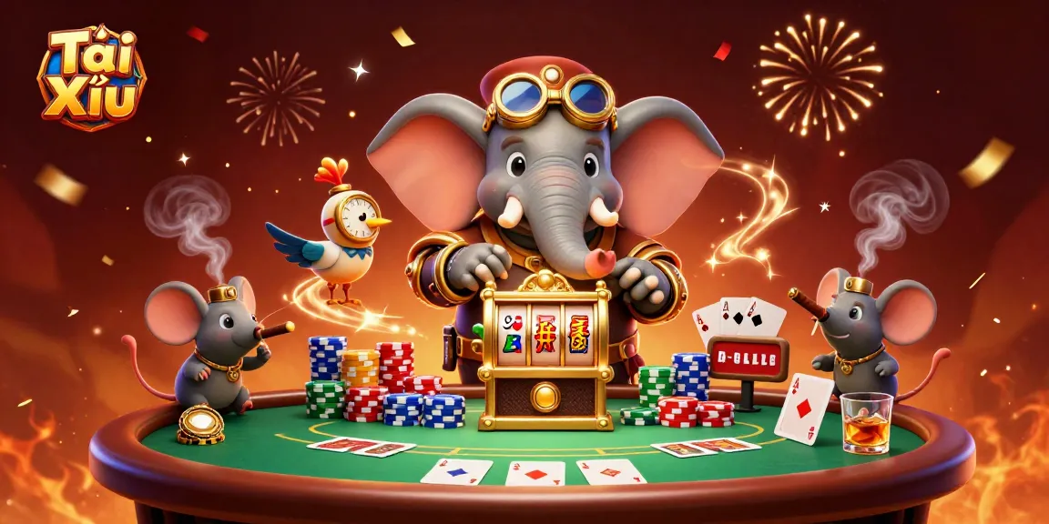 Engage in thrilling Tài Xỉu action with colorful casino elements and steampunk characters.