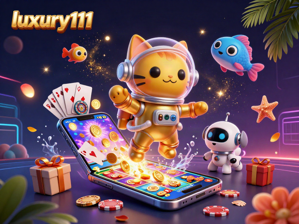 Engage with luxury111 in vibrant slot games featuring colorful 3D elements in zero gravity.