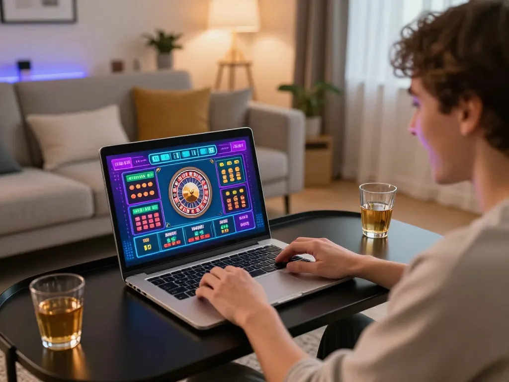 Enjoying an exciting game of 99win online roulette in a cozy home environment