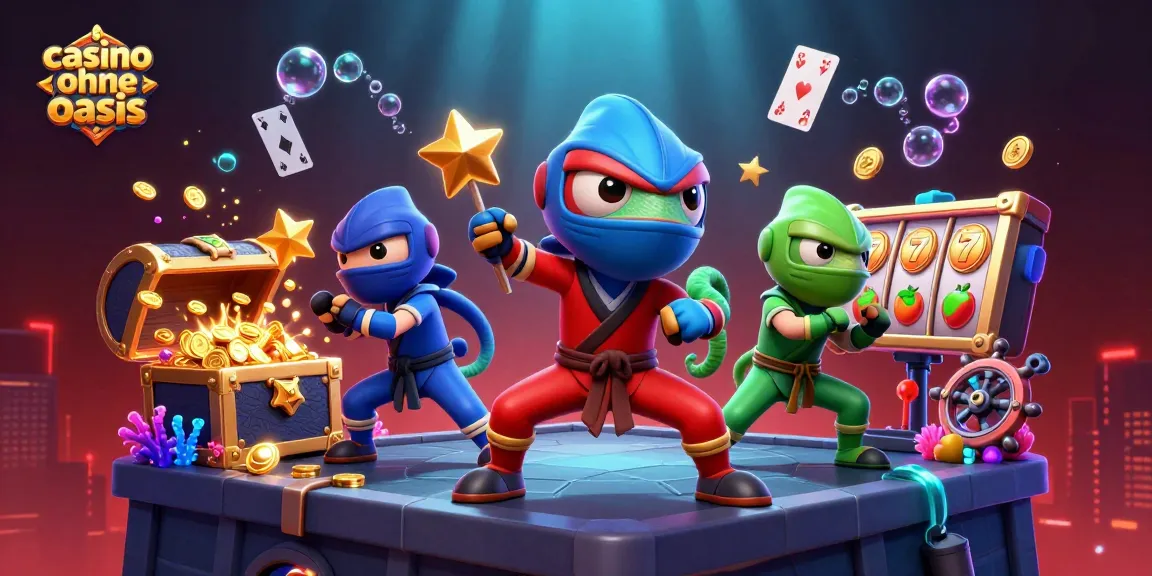 Experience thrilling gaming action with casino ohne oasis as chameleon ninjas play in a vibrant casino scene.