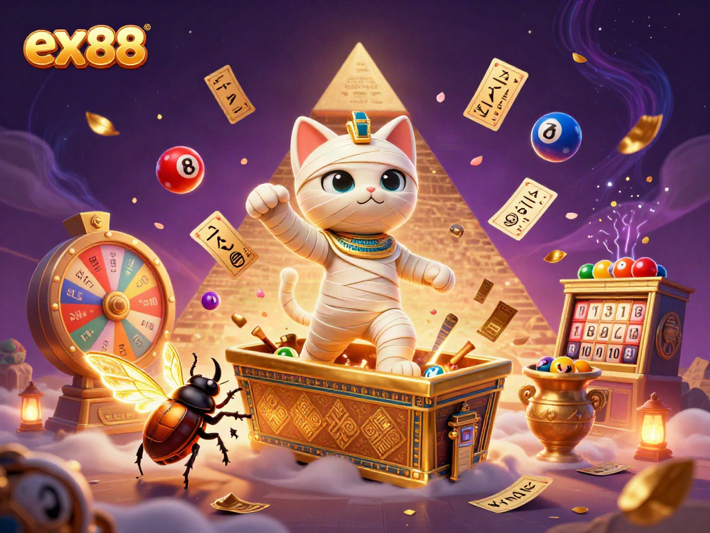 Experience thrilling moments with ex88 in this vibrant, dynamic casino scene featuring unique characters.