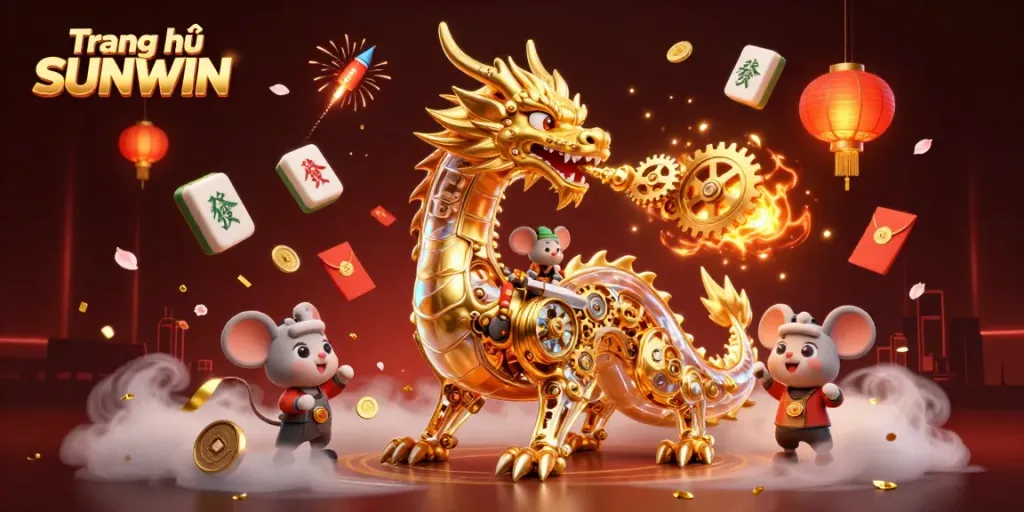 Engage with the exciting scene of Trang chủ SUNWIN showcasing a golden dragon and vibrant Chinese elements.