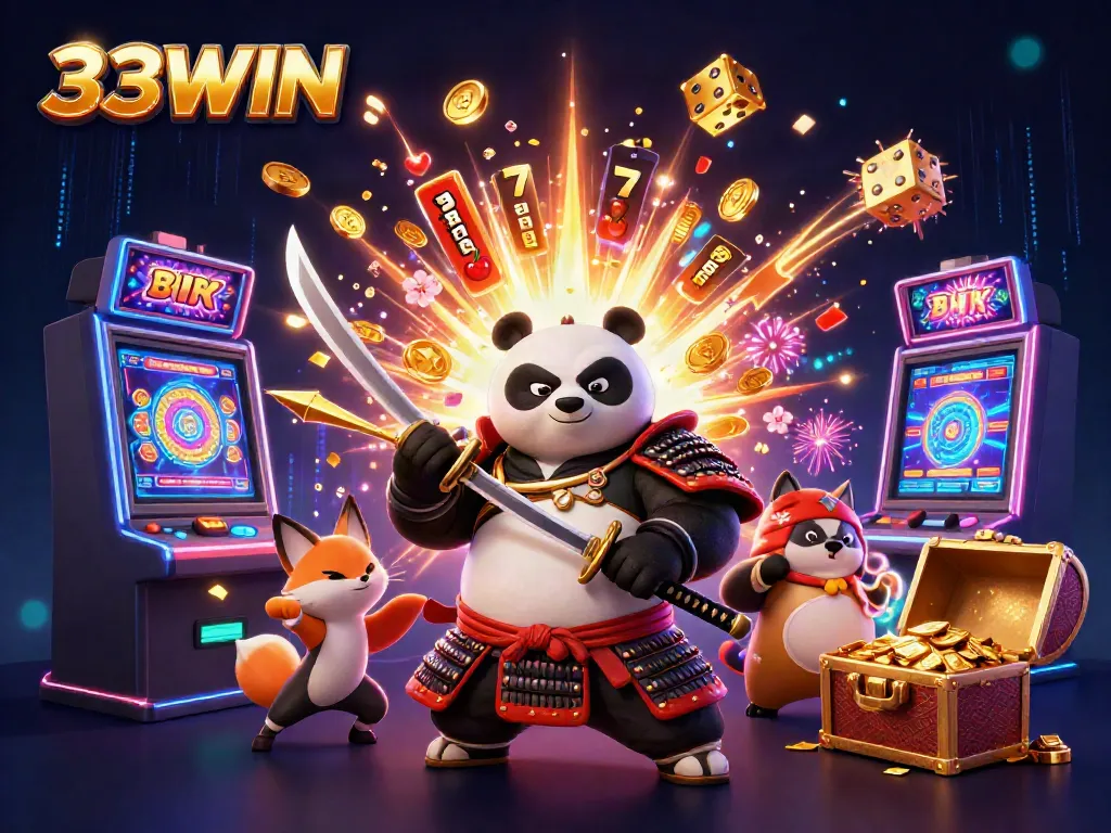 Experience excitement with 33WIN's vibrant 3D casino adventure featuring dynamic characters and game elements.