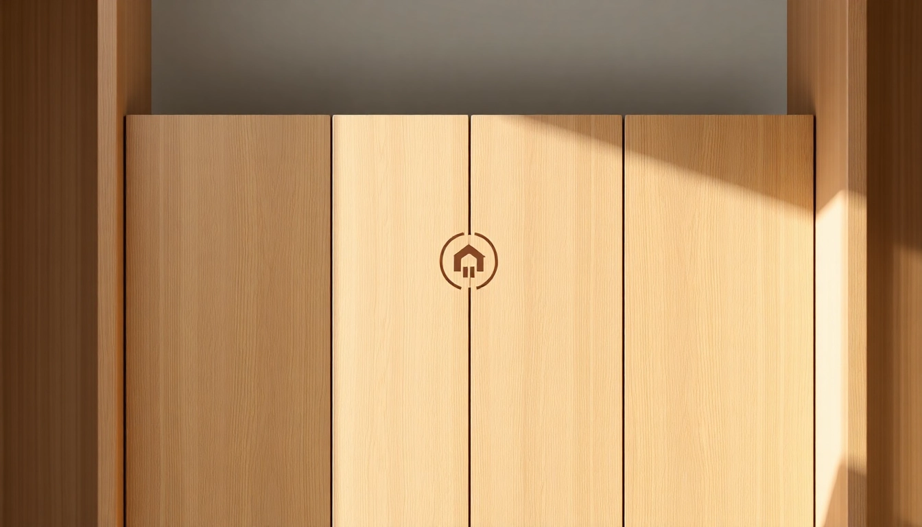 Kleiderbügel mit eigenem Branding, stilvoll präsentiert mit natürlichem Holz und dezenter Logo-Platzierung.