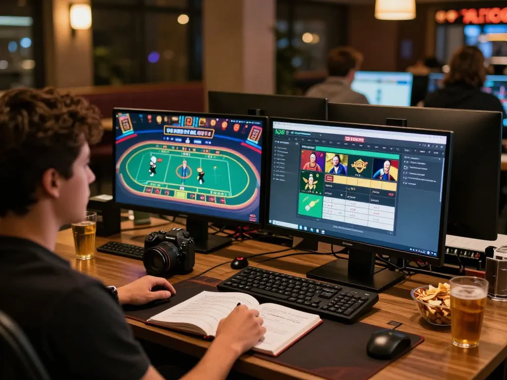 Player immersed in ALO8 online gaming, engaging with live dealer game and sports betting.