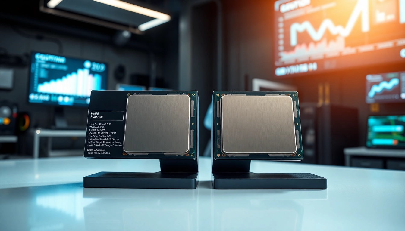 Prozessor Vergleich der technischen Merkmale in einem eleganten digitalen Arbeitsbereich