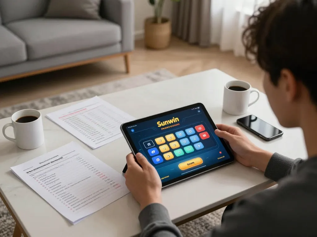 Engage with the Sunwin platform in strategic online gaming from a stylish home setup.