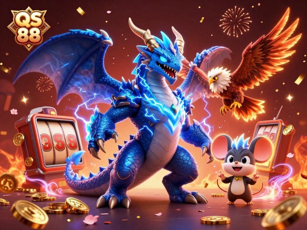 Experience thrilling spins and jackpot wins at QS 88 with an electrifying dragon and dynamic lottery elements.