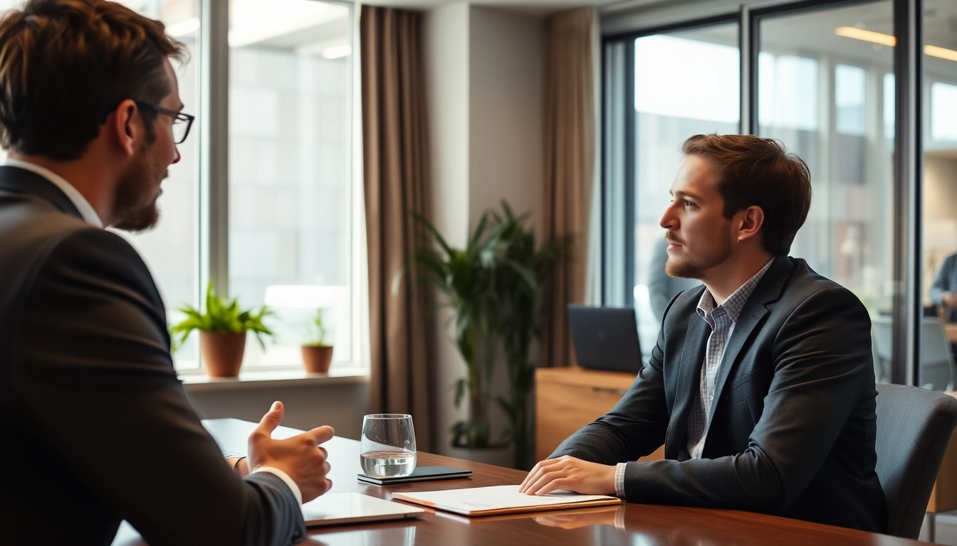 Professioneller Headhunter bietet Karrieremöglichkeiten in einem modernen Büro an.