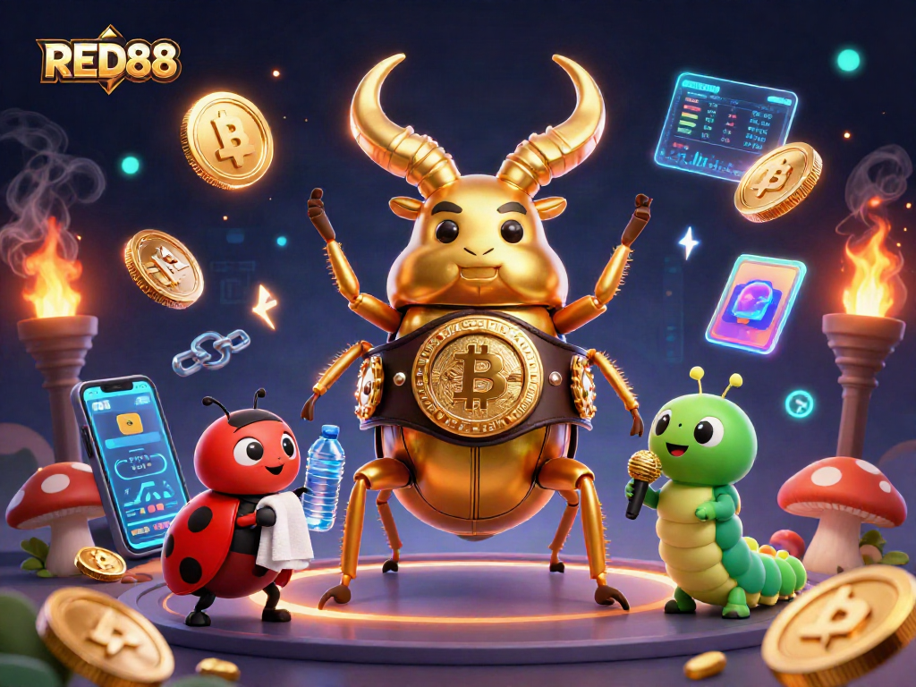 Engage in thrilling gameplay at RED88 with a colorful 3D casino illustration showcasing dynamic eco-gaming elements.