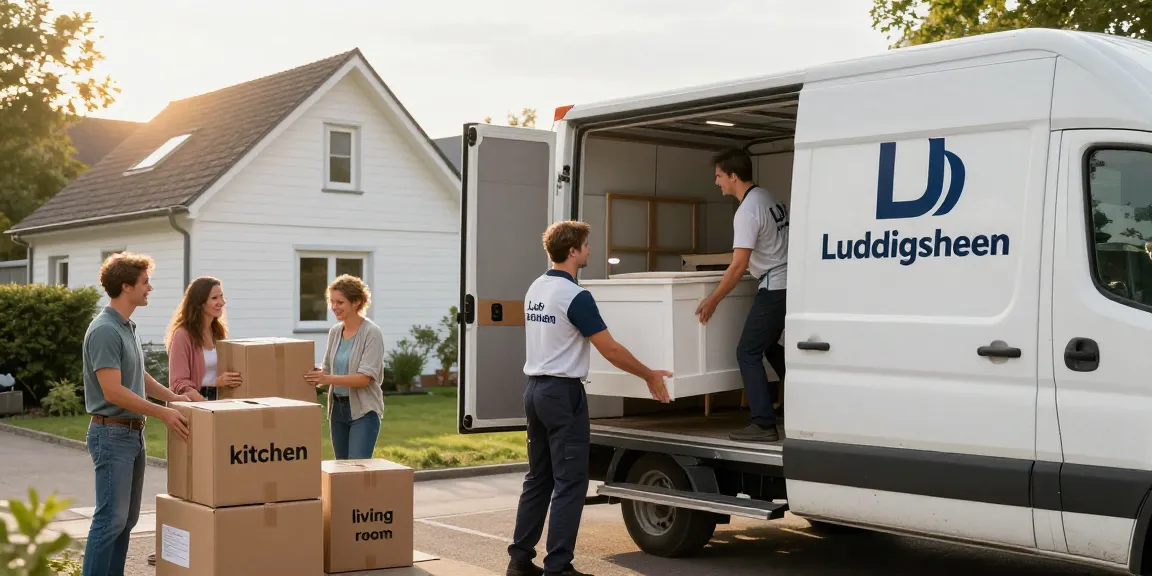 Umzugsunternehmen Ludwigshafen: Professionelle Umzugshelfer laden Möbel in einen Umzugswagen.