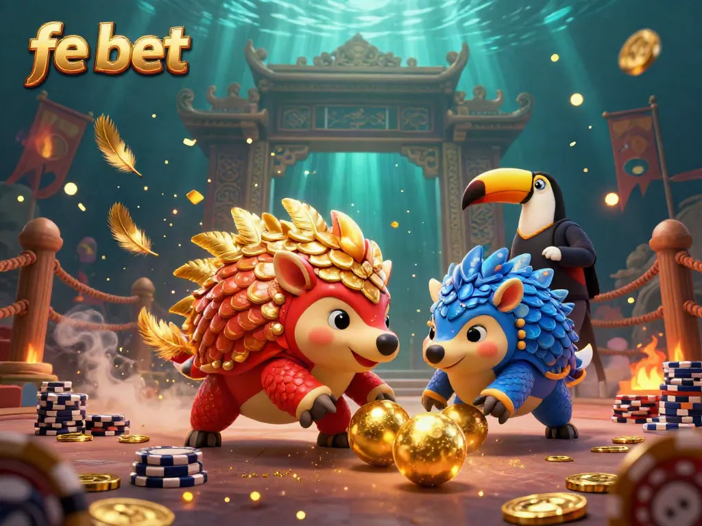 Experience high-stakes fun with fe bet as rival pangolins engage in a thrilling casino showdown.