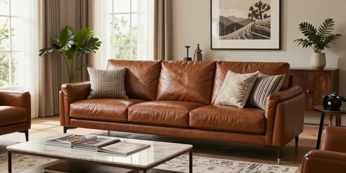 Baxter Ledersofa Preis präsentiert in einem eleganten Wohnraum, der Luxus und Komfort mit stilvollem Dekor hervorhebt.