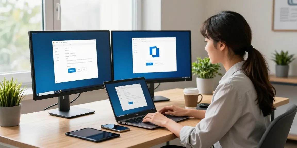 MS Office 2024 Installation und Lizenzschlüssel in einer modernen Home-Office-Umgebung mit jemandem, der konzentriert auf den Laptop schaut.