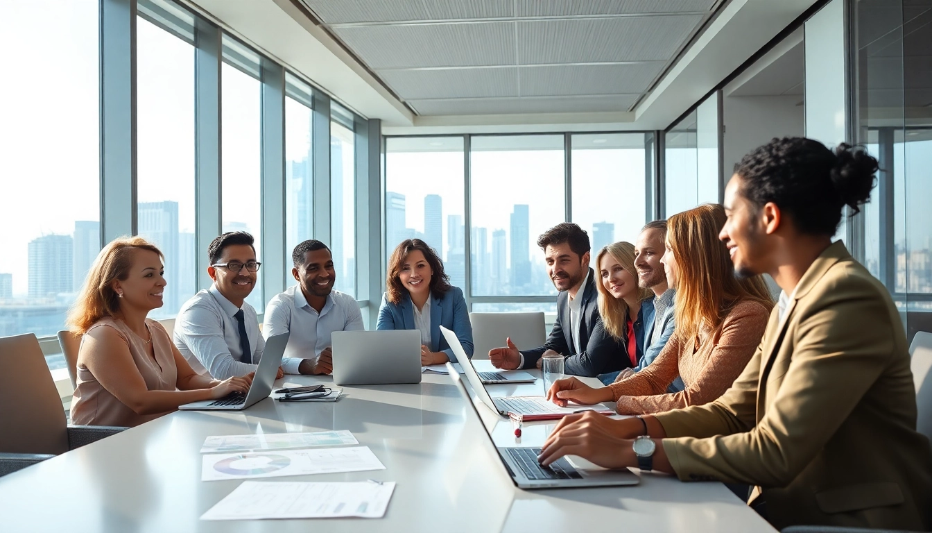 Wirtschaft Regional discussions among professionals in a modern conference room.