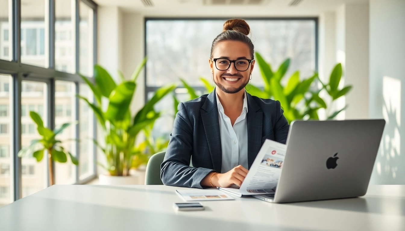 Immobilienmakler Frankfurt Riedberg berät Kunden in einem modernen Büro mit frischer Einrichtung.