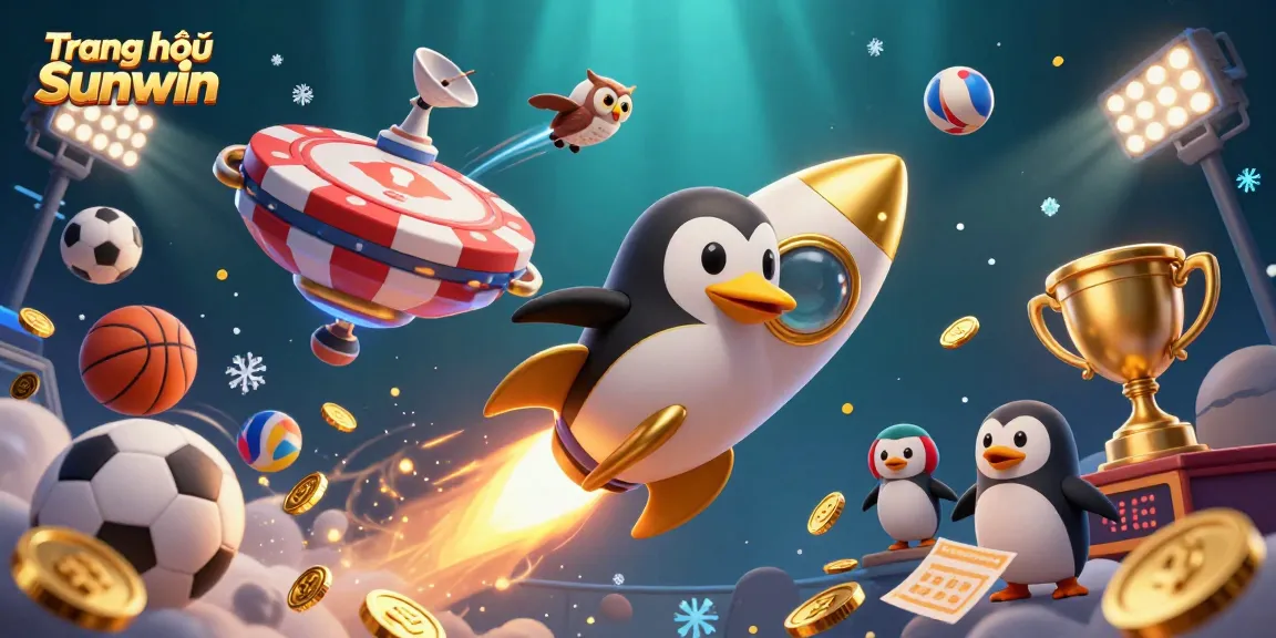 Place your bets at Trang chủ Sunwin as the golden penguin zooms toward a vibrant casino!