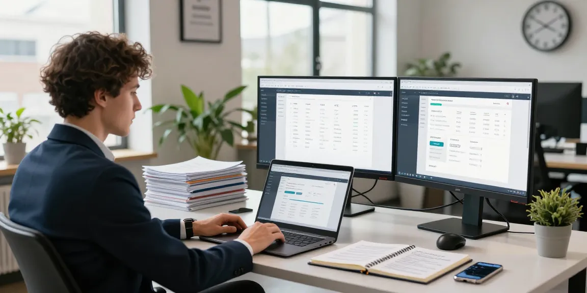 SP Webconsulting-Experte analysiert E-Commerce-Leistungskennzahlen in einem modernen Beratungsbüro.