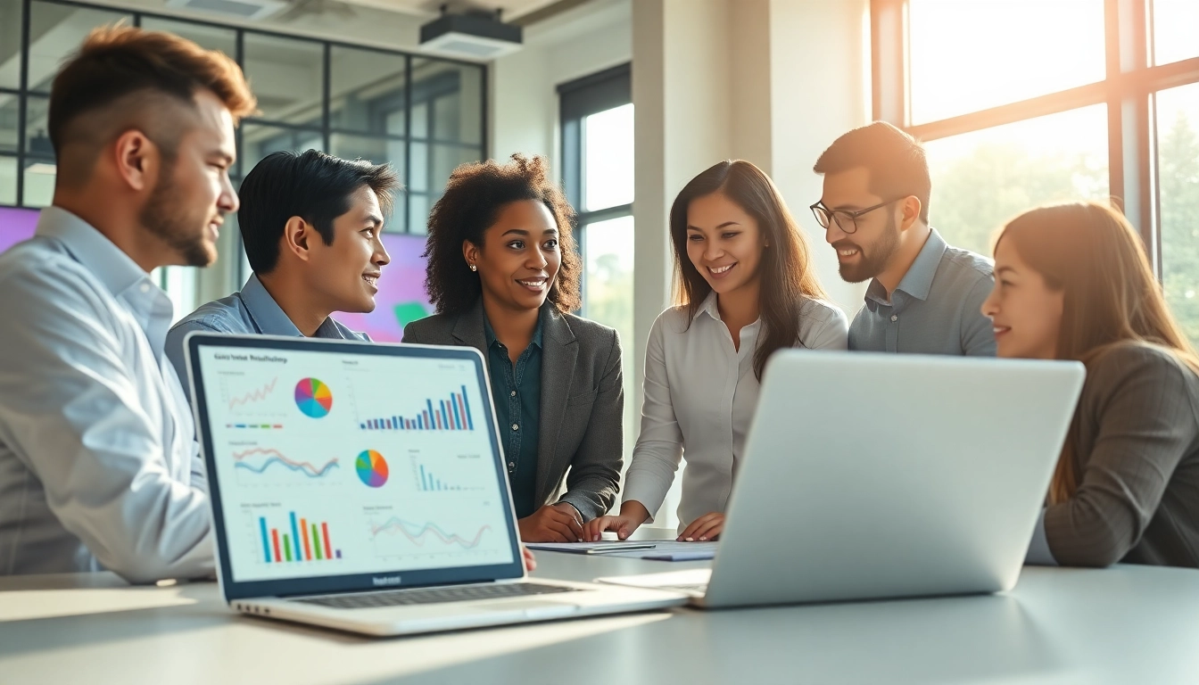 Online Marketing Strategien entwickeln im modernen Büro mit Digitalisierungstools.