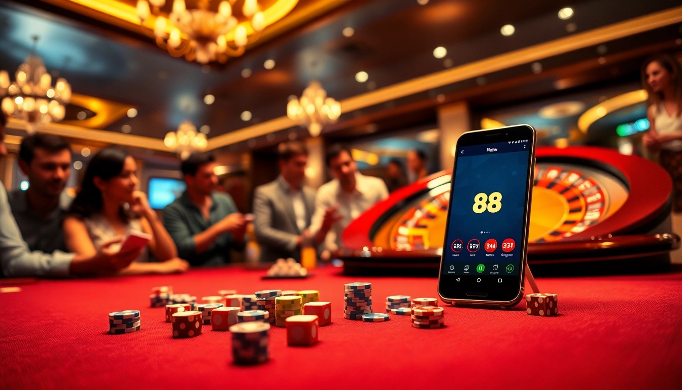 Experience the excitement of 88i đăng nhập at a luxurious casino table surrounded by vibrant poker chips.