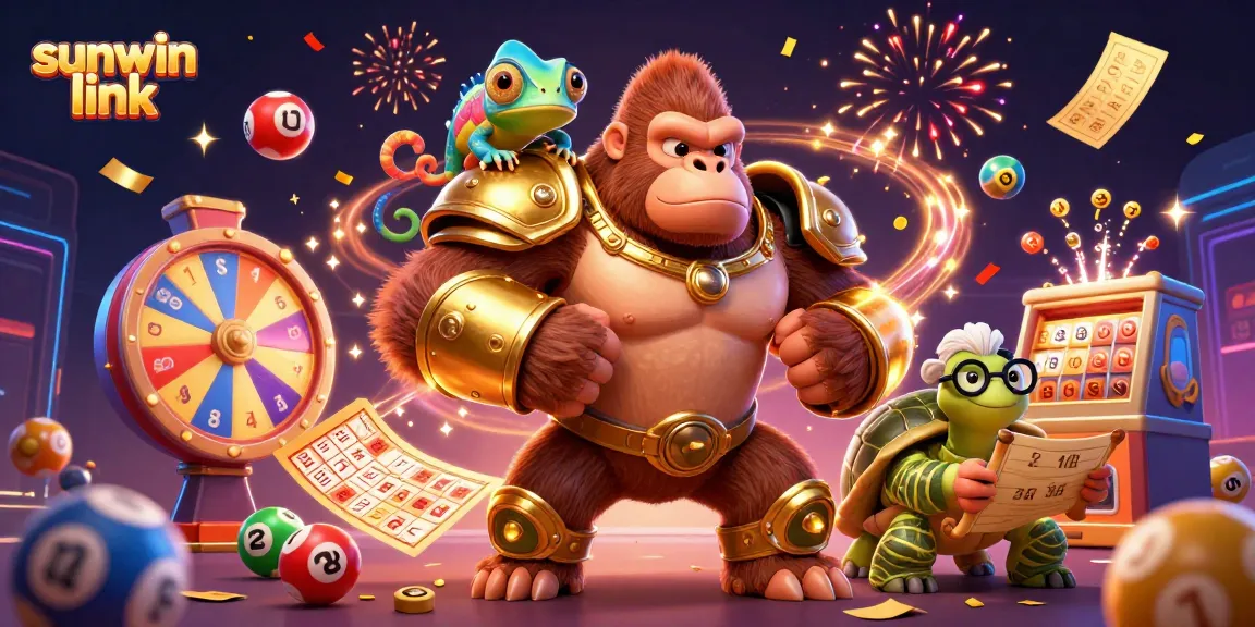 Play exciting games at sunwin link, featuring colorful lottery balls and dynamic prize elements.