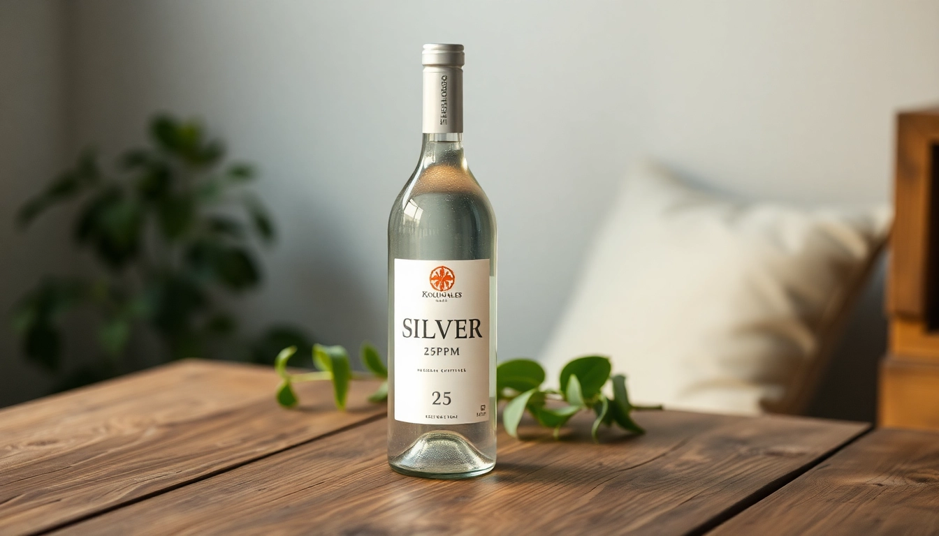 Kolloidales Silber 25 ppm in einer eleganten Flasche, perfekt für Gesundheit und Wellness.