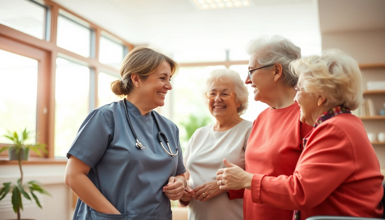 Pflegefachkraft Hameln hilft Patienten in einem modernen Pflegeheim mit Fürsorge und Engagement.