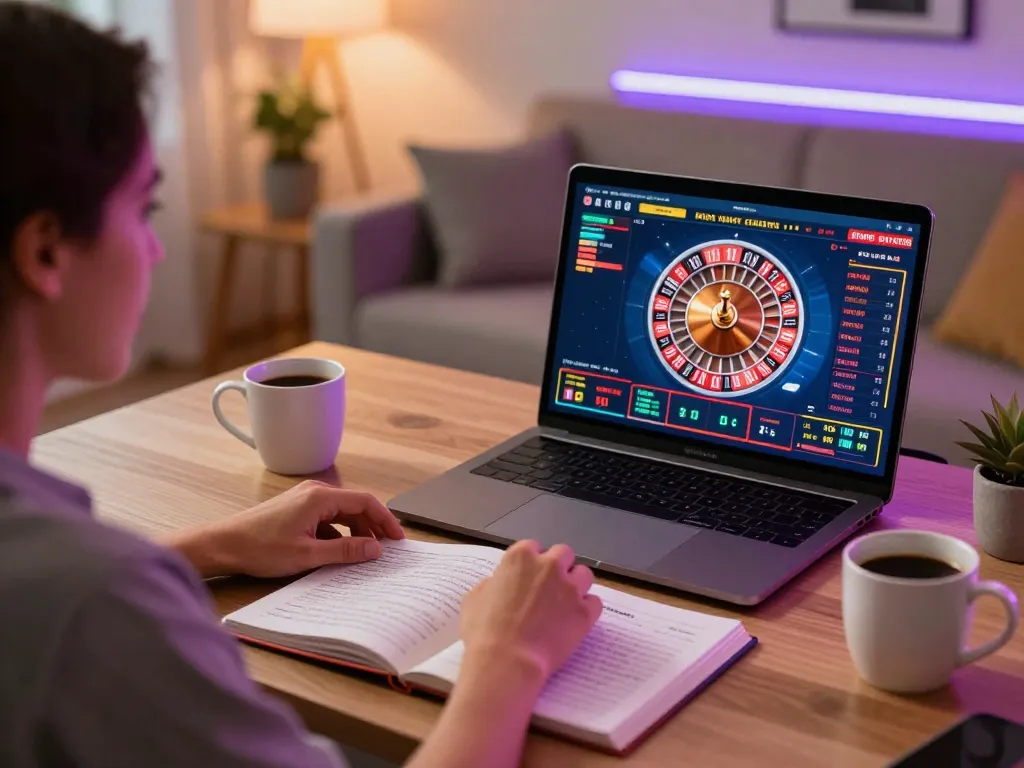 Engaged player strategizing with soibet roulette app in a modern home gaming setup