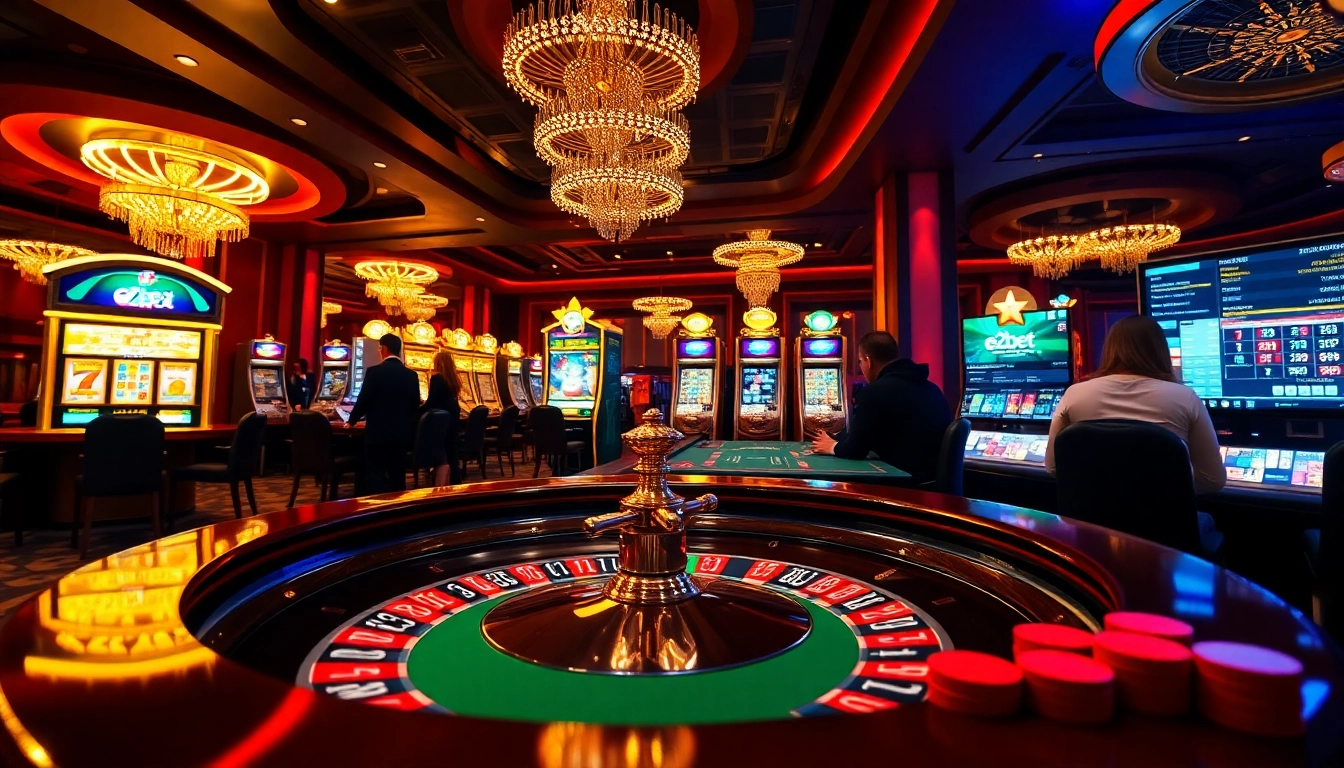 Exciting high-stakes gaming experience with e2bet roulette and poker tables.